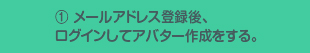 ①メールアドレス登録後、ログインしてアバター作成をする。